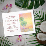 Tropical Beach Christmas in July Party Invitation Postcard<br><div class="desc">Festive Christmas in July party postcard invitation with a script typography and tropical beach design with palm trees at sunset. With red customisable lettering,  you can add your own text. A great way to add a touch of summer to your holiday celebration.</div>