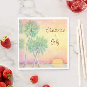 Tropical Beach Christmas in July Party Napkin