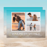 Tropical Beach Christmas Multi Photo Holiday Card<br><div class="desc">Share your favourite beach vacation or warm weather photos with this fun tropical beach sand and sea Christmas holiday card with your message in chic white lettering. Select Matte for heaviest paper and high definition for best print quality.</div>