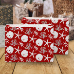 Tropical Beach Christmas Red Sand Dollar Starfish Large Gift Bag<br><div class="desc">This beautiful tropical beach Christmas gift bag features a pattern of starfish,  sand dollars,  and glitter coral in a red and white colour scheme.
*If you would like this design on more products or need design help,  please contact me through Zazzle Chat.</div>