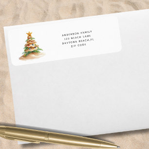 Tropical Beach Christmas Return Address Label