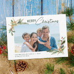 Tropical Beach Christmas Starfish Photo Holiday Card<br><div class="desc">This coastal themed tropical beach Christmas card features a photo template framed in 2 corners with starfish decorated with holly leaves,  berries,  and pine sprigs,  with modern handwriting script for the greeting.</div>