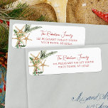Tropical Beach Christmas Starfish Return Address Return Address Label<br><div class="desc">These tropical beach Christmas return address labels feature 3 starfish decorated with watercolor holly leaves,  berries,  and pine sprigs,  with modern stylish script font for the name.</div>