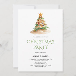 Tropical Beach Christmas Tree Party Invitation