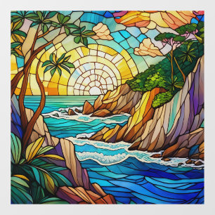 tropical beach cliffs 2 stained glass art