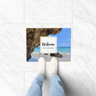 Tropical Beach Coast with a Big Rock Doormat