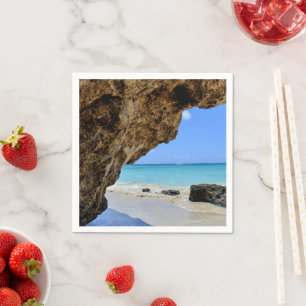Tropical Beach Coast with a Big Rock Napkin