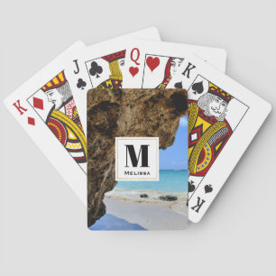 Tropical Beach Coast with a Big Rock Playing Cards