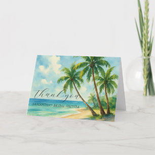 Tropical Beach Coastal Summer Bridal Shower Thank You Card