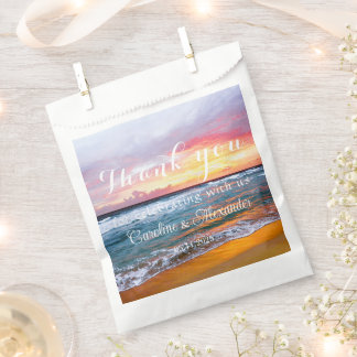 Tropical Beach Coastal Sunset Ocean Wedding Favour Bag
