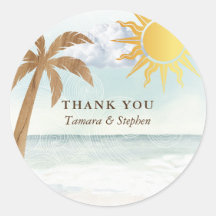 Tropical Beach Coastal Thank You Sticker