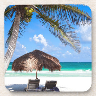 Tropical beach coaster