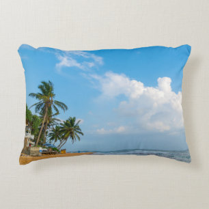 Tropical Beach Coastline and Palms Ocean View Decorative Cushion