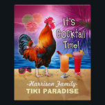 Tropical Beach Cocktail Bar Funny Rooster Chicken Poster<br><div class="desc">The chicken in this humourous design knows what time it is - it's time to drink, of course, because it's COCKtail time! This silly tropical art is perfect for anyone who loves the sea and chickens and margaritas and paradise and endless summer. It shows a rooster crowing with a couple...</div>