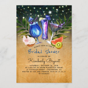 Tropical Beach Cocktail Party Bridal Shower Invitation