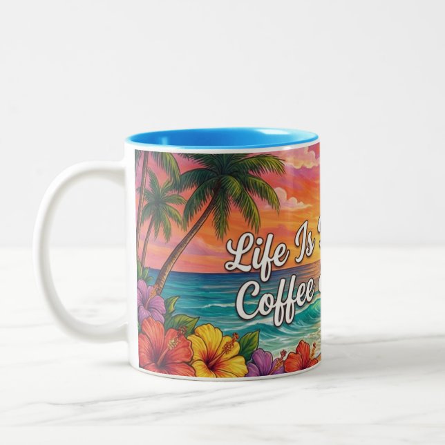 Tropical Beach Coffee Mug | Life Is Better With Co (Left)