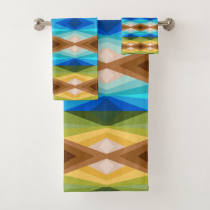 Tropical beach Coloured Kaleidoscope Abstract Art  Bath Towel Set