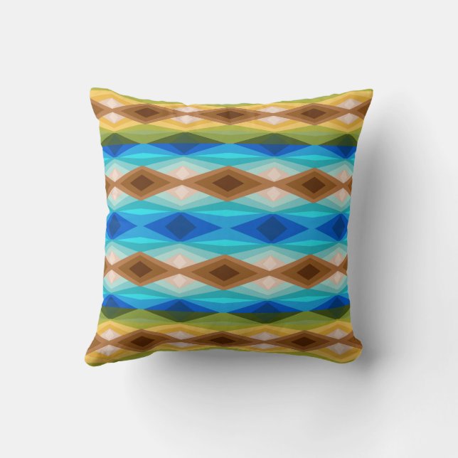 Tropical Beach Coloured Kaleidoscope Abstract Art  Cushion (Back)