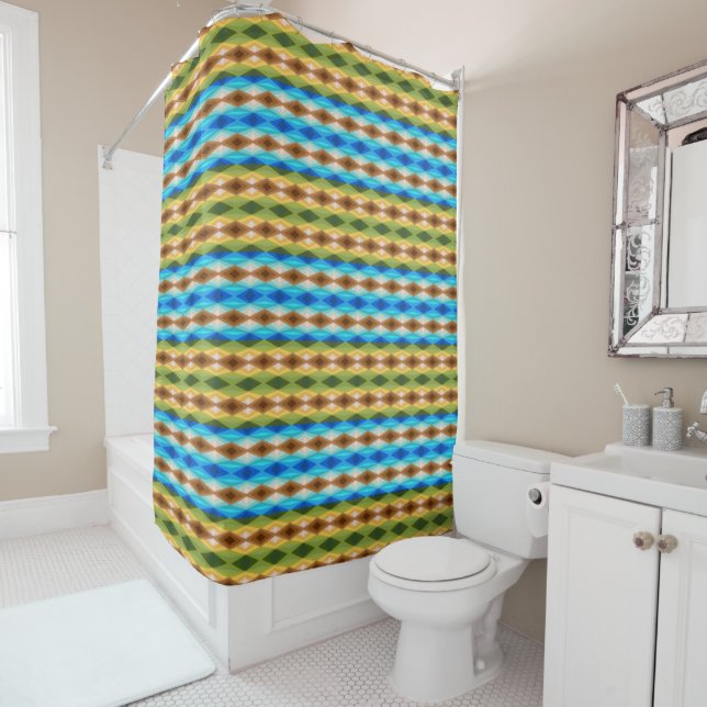 Tropical Beach Coloured Kaleidoscope Abstract Art  Shower Curtain (In Situ)