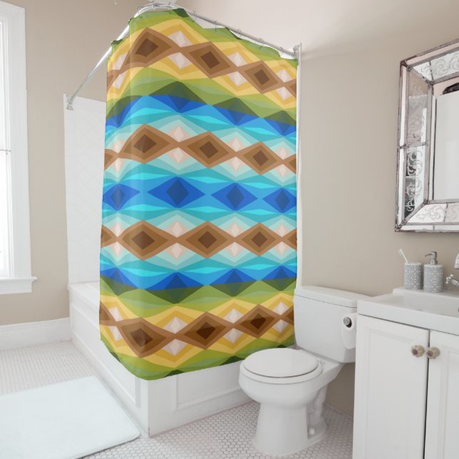 Tropical Beach Coloured Kaleidoscope Abstract Art  Shower Curtain (In Situ)