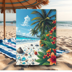 Tropical Beach Congratulations Mr and Mrs Card