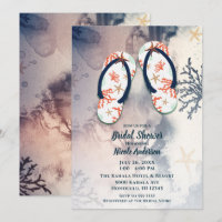 Tropical Beach Coral Flip Flops Bridal Shower