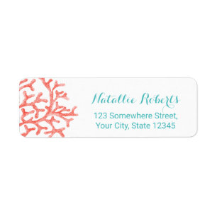 Tropical Beach Coral Reef Elegant Return Address Label