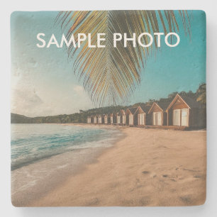 Tropical Beach Custom Photo Stone Coaster