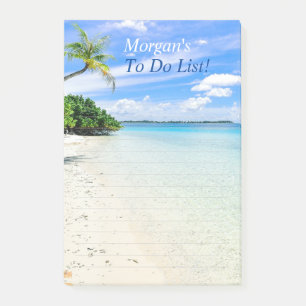 Tropical Beach Customise Name Message, Ruled Lines Post-it Notes