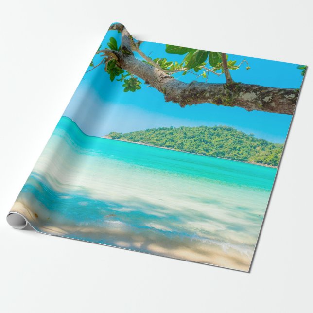 Tropical Beach Decoupage Wrapping Paper (Unrolled)