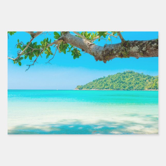 Tropical Beach Decoupage Wrapping Paper Sheet (Front)