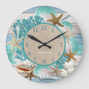 Tropical Beach Design Large Clock