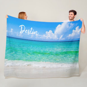 Tropical Beach Destin Florida Turquoise Sea Fleece Blanket