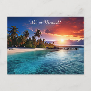 Tropical Beach Destination New Address Postcard