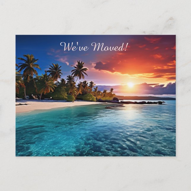 Tropical Beach Destination New Address Postcard (Front)