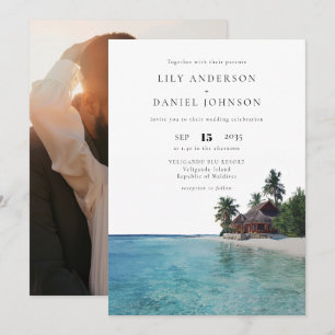 Tropical Beach Destination Photo Wedding Invitation