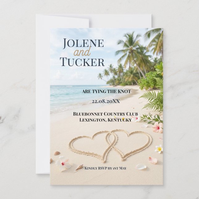 Tropical Beach Destination Wedding Invitation (Front)