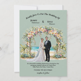 Tropical Beach Destination Wedding Invitation 