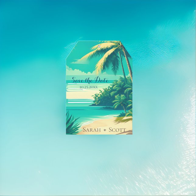 Tropical Beach Destination Wedding Luggage Tag (Creator Uploaded)