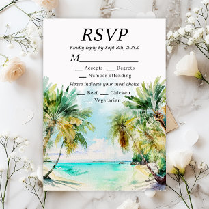 Tropical Beach Destination Wedding Meal Choice RSVP Card