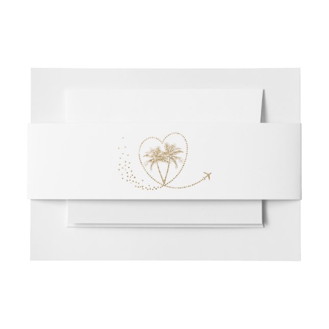 Tropical Beach Destination Wedding Palm Tree Heart Invitation Belly Band (Front Example)