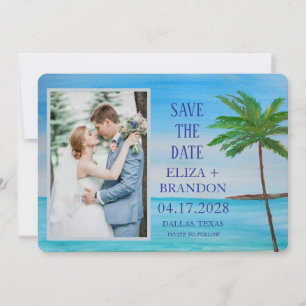 Tropical Beach Destination Wedding Photo   Save The Date