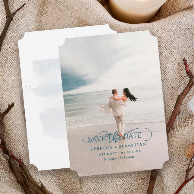 Tropical Beach Destination Wedding Photo Save The  Date (Creator Uploaded)