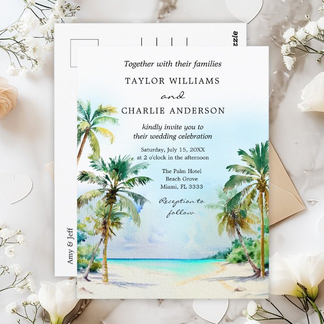 Tropical Beach Destination Wedding Postcard (Creator Uploaded)