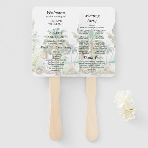 Tropical Beach Destination Wedding Program Hand Fan