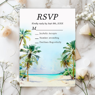 Tropical Beach Destination Wedding RSVP Card