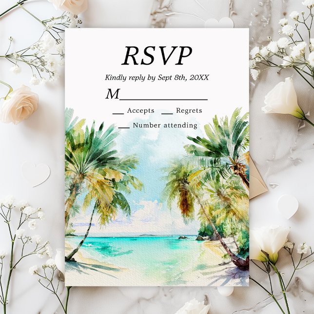 Tropical Beach Destination Wedding RSVP Card (Creator Uploaded)