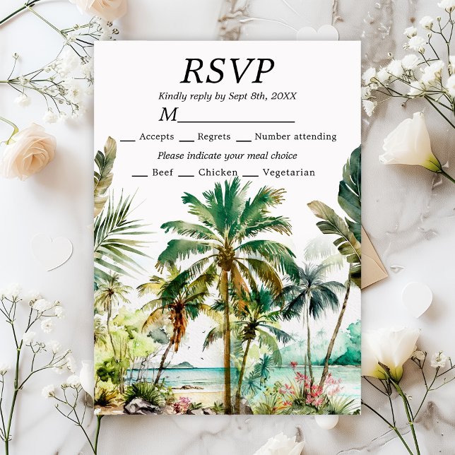 Tropical Beach Destination Wedding RSVP Card (Creator Uploaded)
