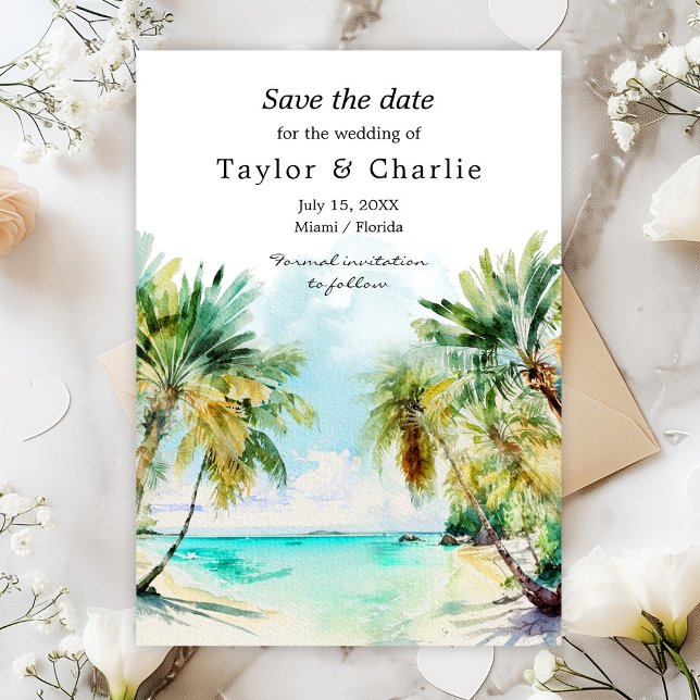 Tropical Beach Destination Wedding Save The Date (Creator Uploaded)