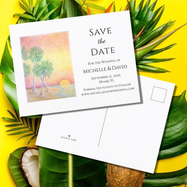 Tropical Beach Destination Wedding Save The Date  Announcement Postcard (Creator Uploaded)